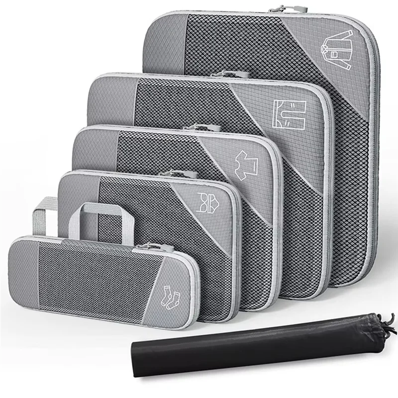 FGHGF Lightweight Packing Cubes Set — 6-Piece Suitcase Organizer with Shoe Bag