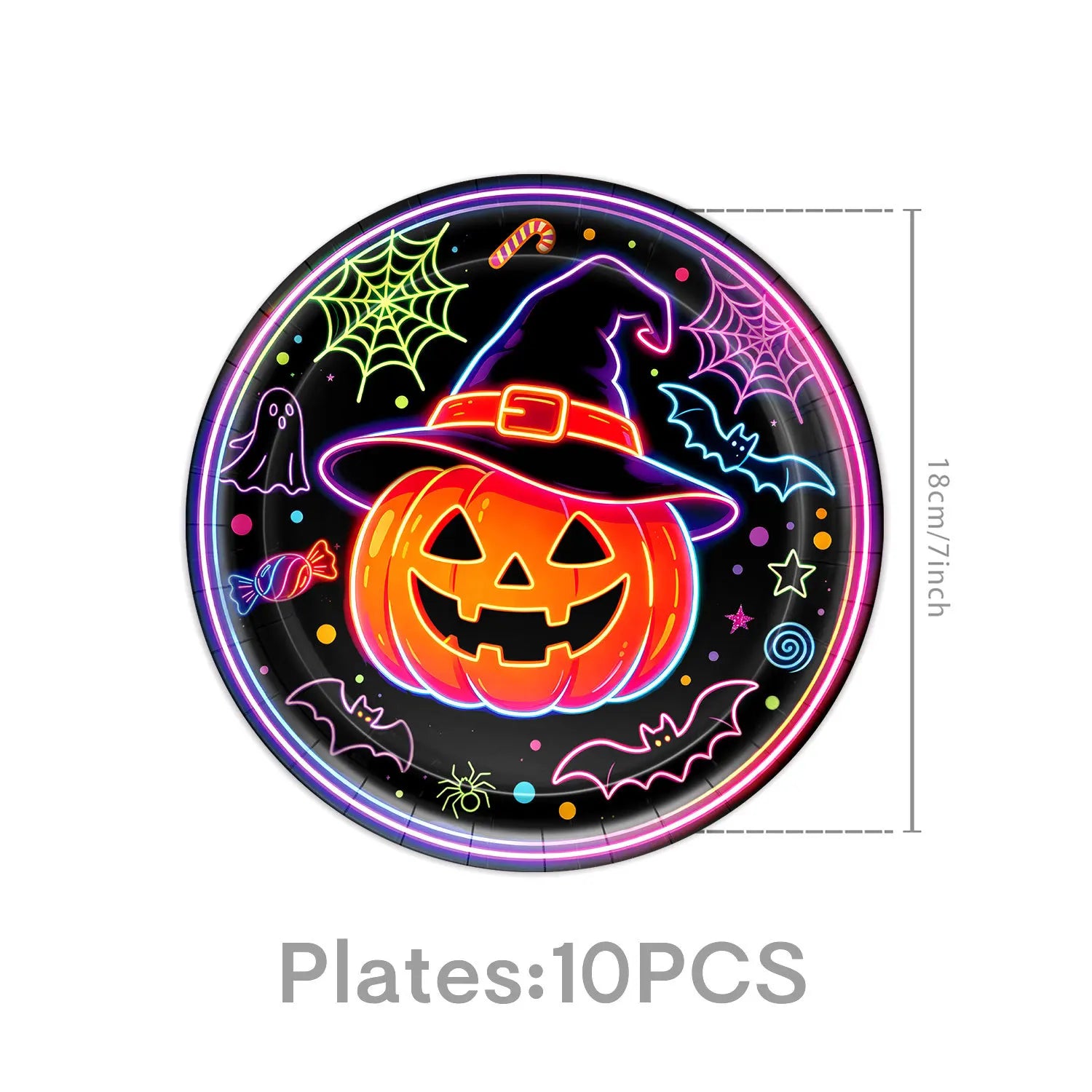 RENYUAN Neon Pumpkin Disposable Tableware Set — Festive Party Decor