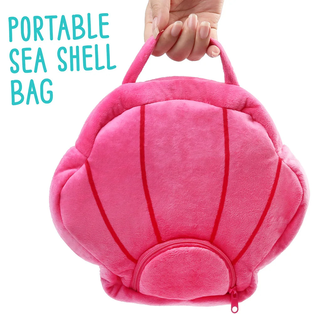 Ocean Sea Creature Plush Set — 5 Piece Stuffed Animal Collection with Shell Bag