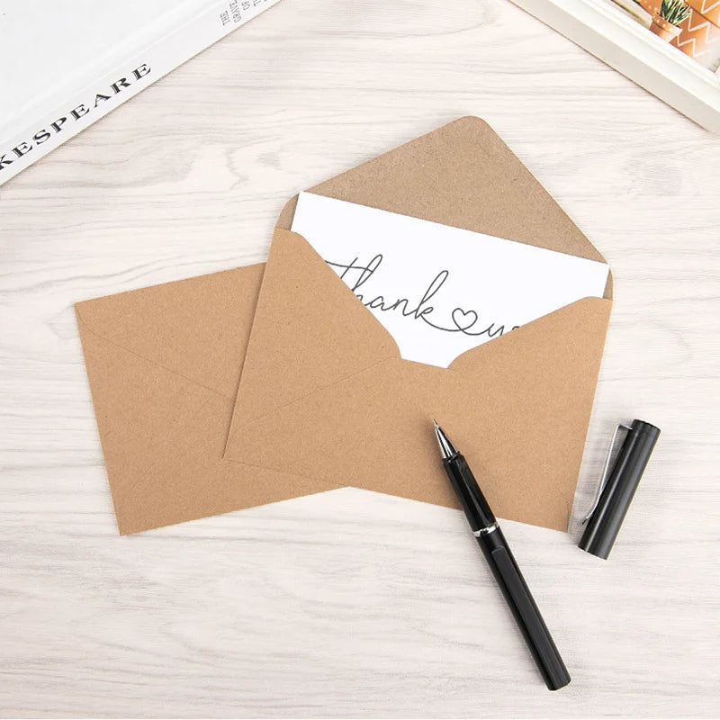 Small Kraft Paper Envelopes — 50 Piece Set for DIY Crafts and Invitations