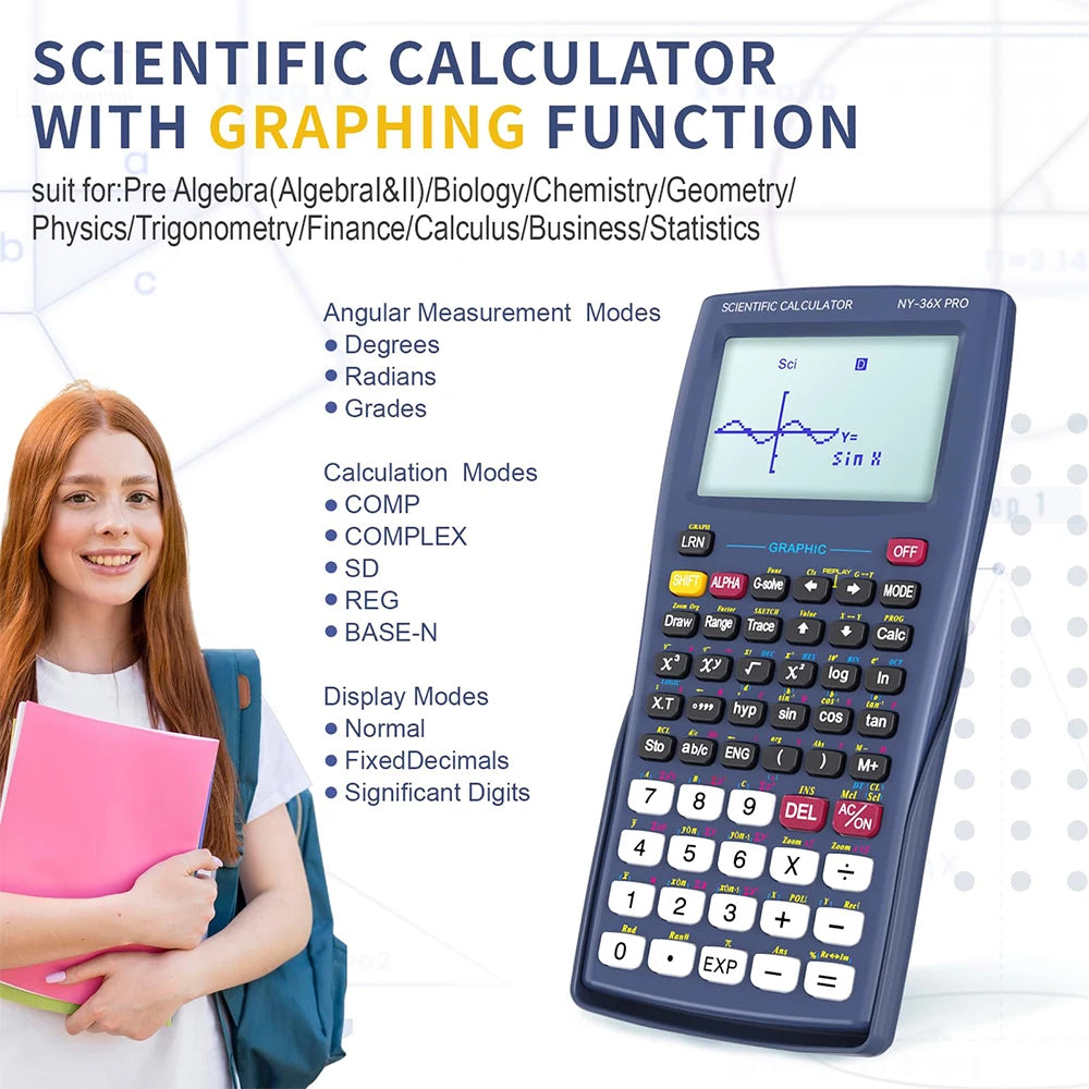 NeWYeS 36X Pro Scientific Calculator — High-Resolution Graphing Tool, Blue