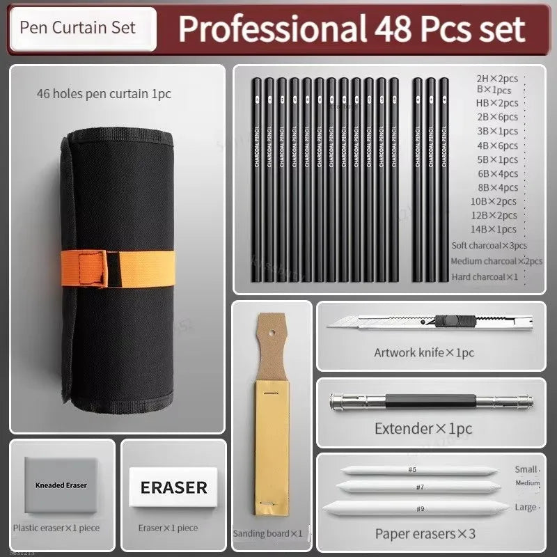 Professional Sketching Pencil Set — Complete Art Supplies for Students