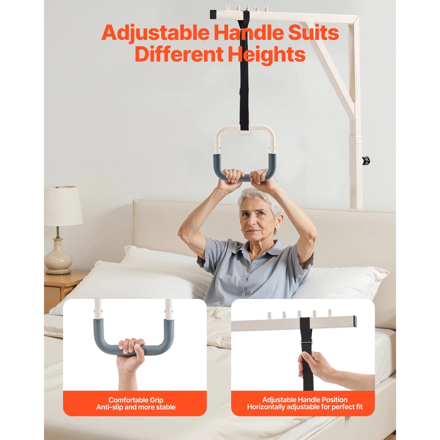 SucceBuy Bed Trapeze Bar — Height-Adjustable Mobility Aid with Casters