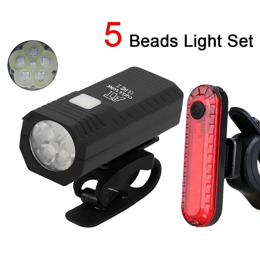 Cycle Zone USB Rechargeable Bike Light Set — Front Headlight and Rear Taillight