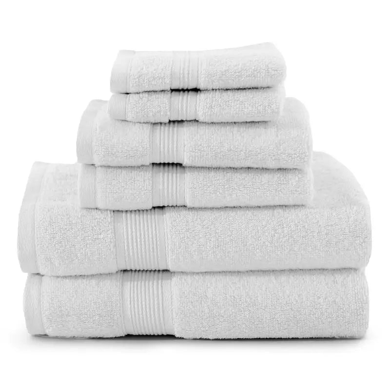 Premium 6-Piece Cotton Bath Towel Set — Soft Absorbent Zero Twist Weave