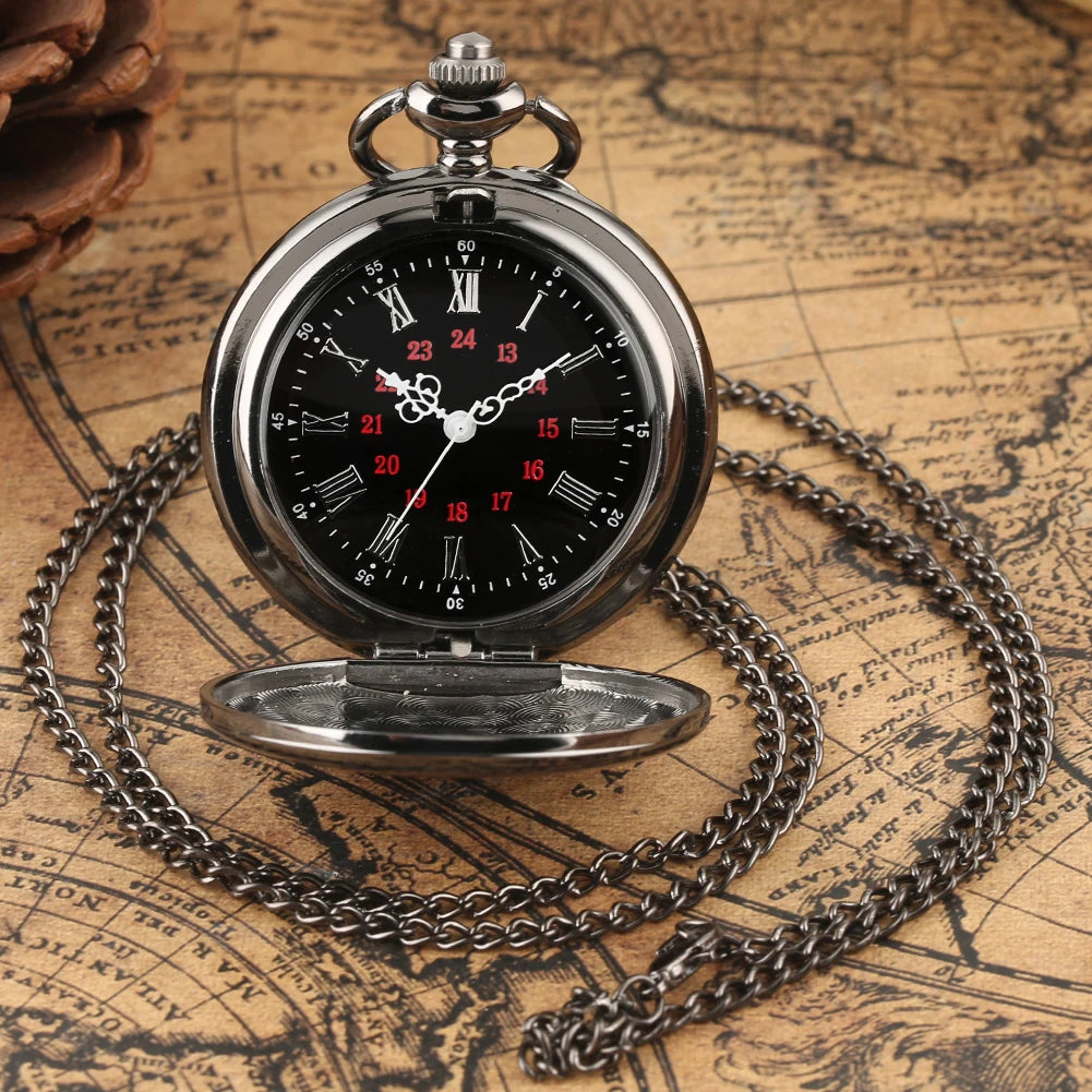 YISUYA Vintage Quartz Pocket Watch — Antique Style Necklace with Fob Chain