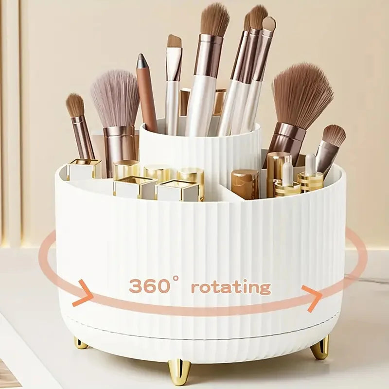 RONSLORE 360° Rotating Makeup Brush Holder — 5-Slot Desktop Organizer