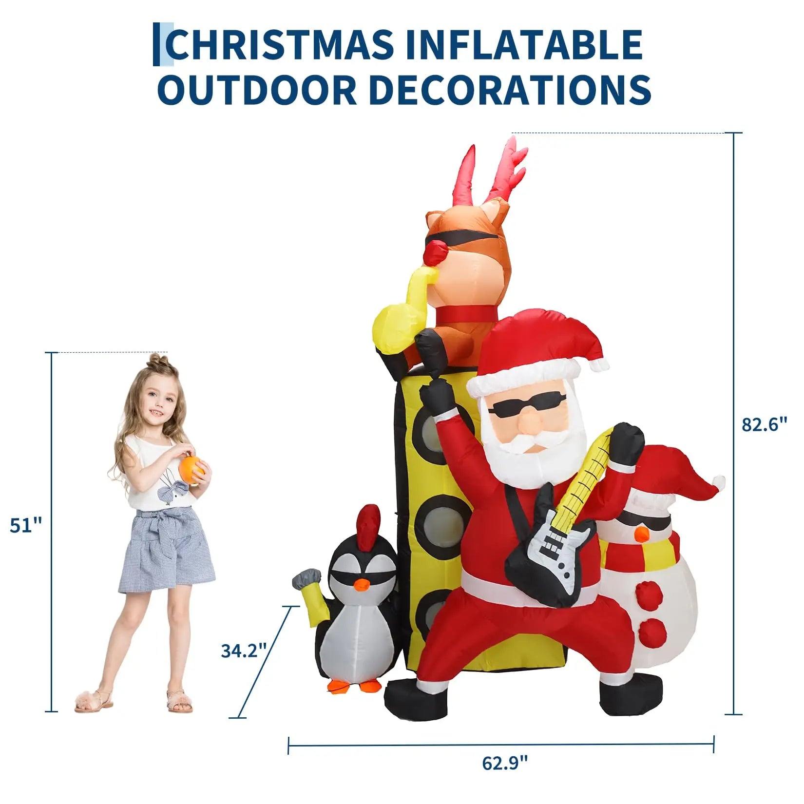 HiMISS 7 FT Santa Band Inflatable — Festive Christmas Yard Decor with LED Lights