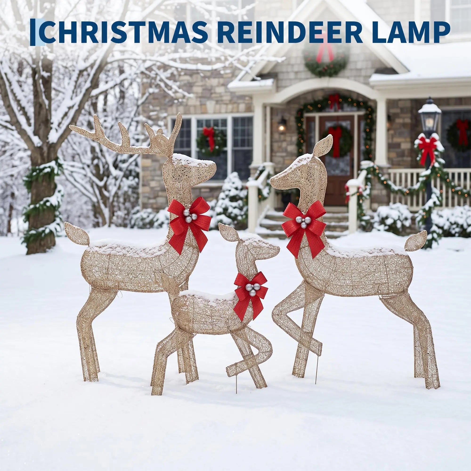 Lighted Christmas Deer Family Set — Weather Resistant 2D LED Outdoor Decoration