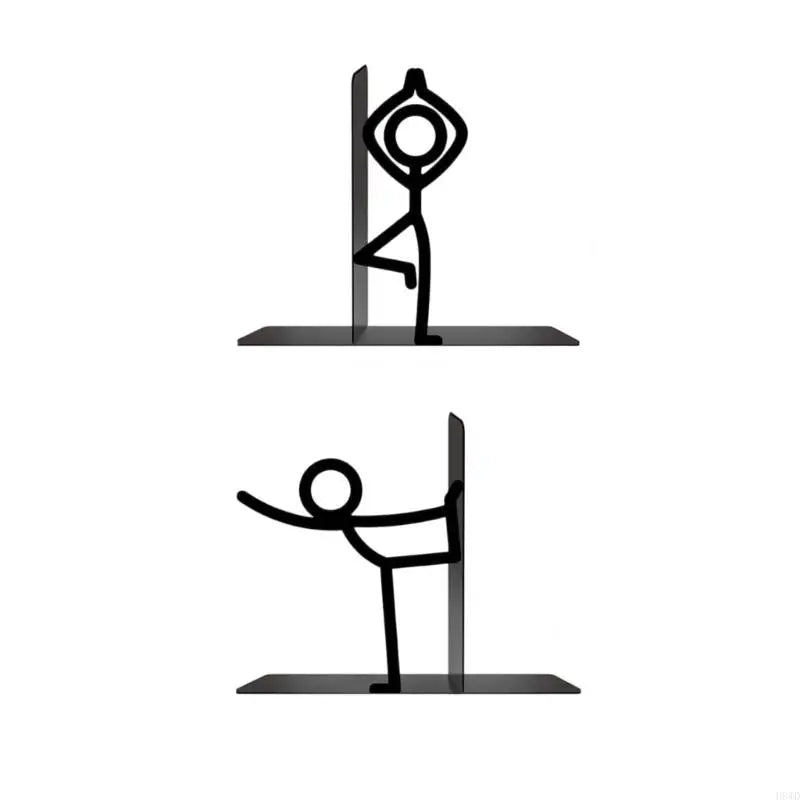 Decorative Metal Bookend Set — Character Design Iron Supports for Desk Organization