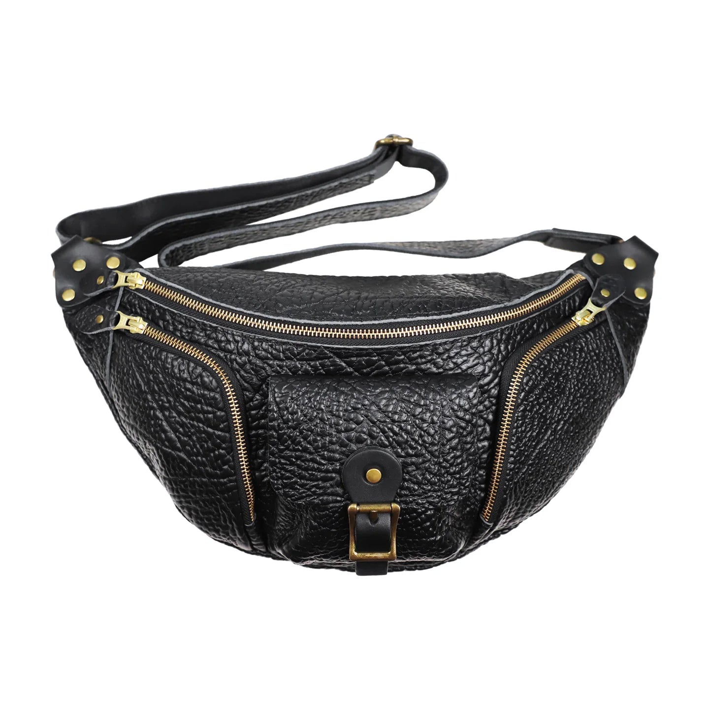 PiBOLES Genuine Leather Chest Bag — Multi-Pocket Crossbody Organizer