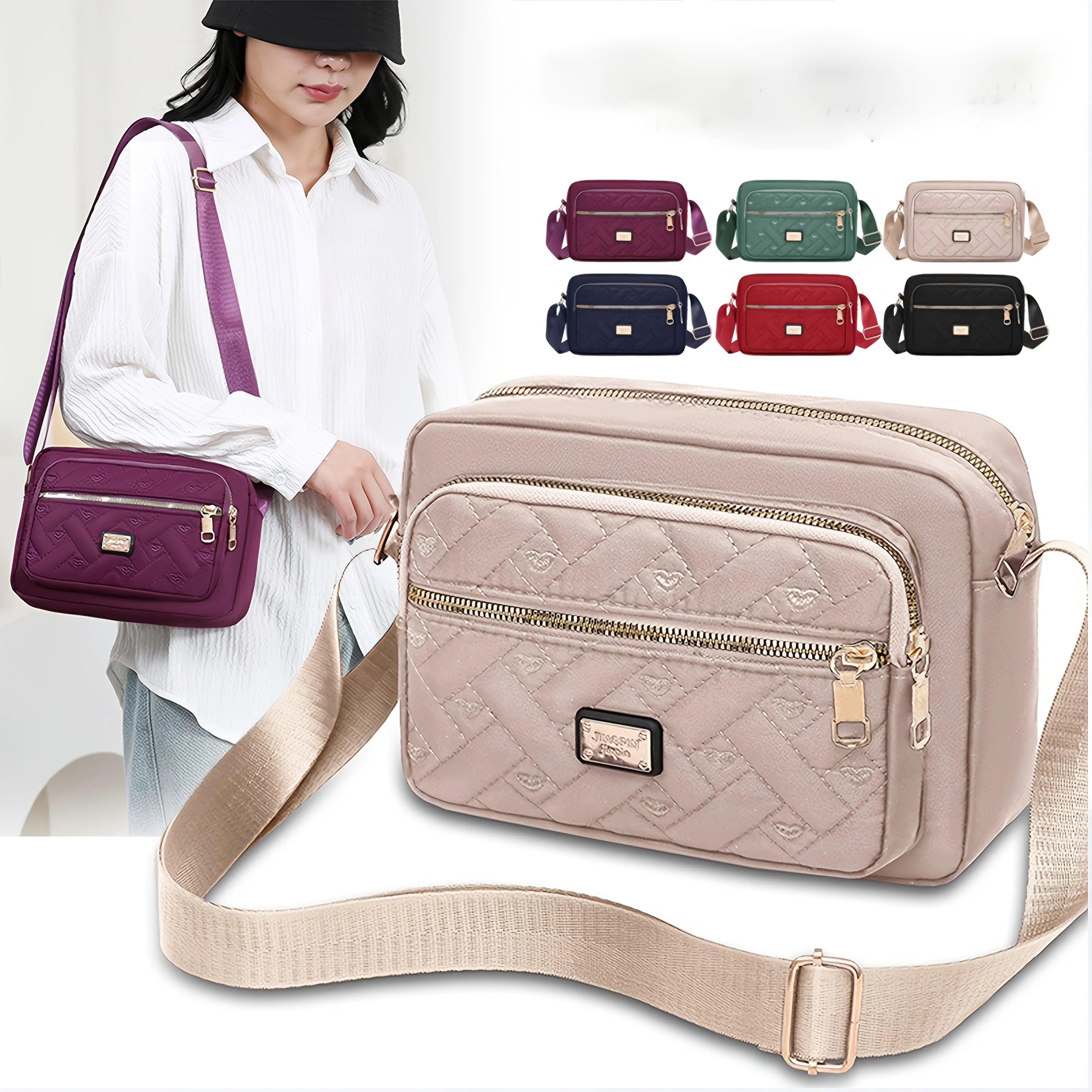 StarryGather Women's Multi-Layer Crossbody Bag — Stylish Oxford Shoulder Purse