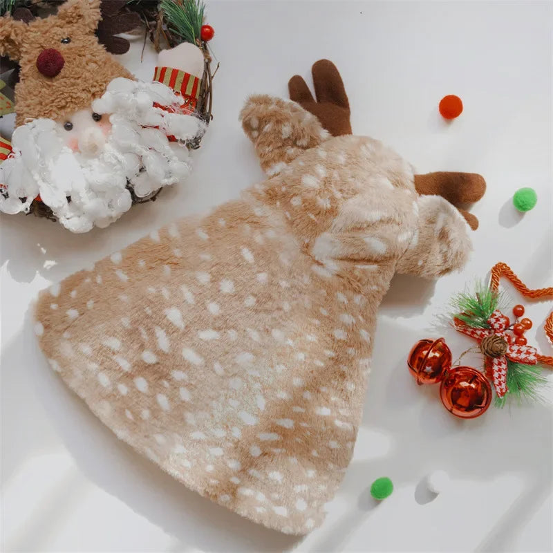PETFRDGLOBAL Elk Cosplay Pet Costume — Festive Christmas Cloak for Cats and Dogs