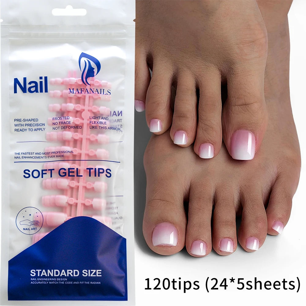 100pc Press On Toenails — Short Square Fake Nail Set for Manicure