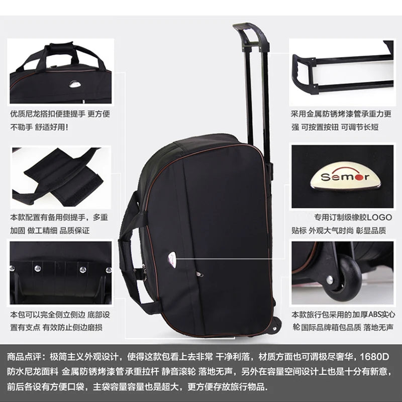 Rolling Travel Trolley Bag — Lightweight Waterproof Luggage for Business & Travel