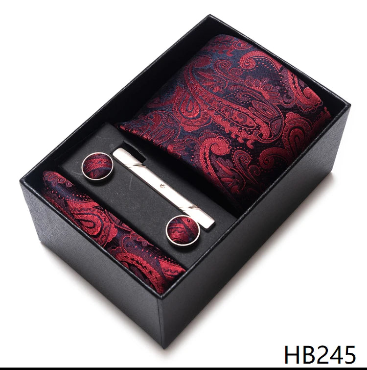 VanGise Men's Necktie Set — Business Tie, Cufflinks, and Pocket Square Kit