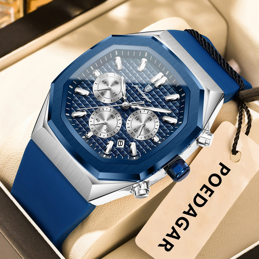 POEDAGAR Men's Chronograph Watch — Waterproof Business Quartz Timepiece