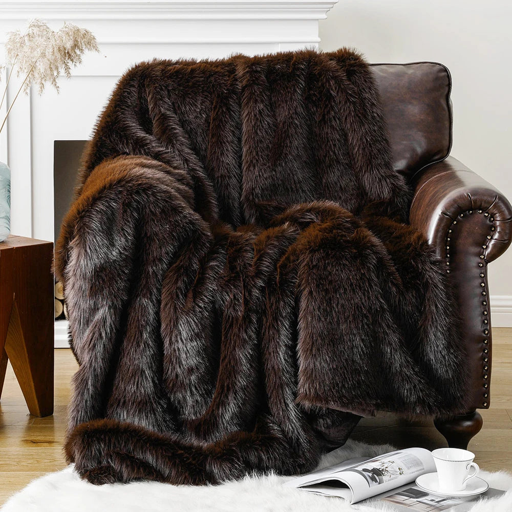 BATTILO Faux Fur Throw Blanket — Luxury Soft Mink Blanket for Bed and Sofa