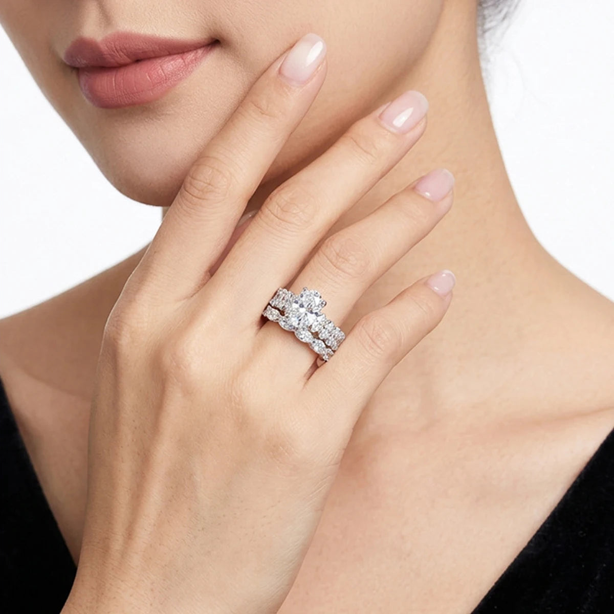 LYEE CYEE Moissanite Ring Set — 925 Sterling Silver Bridal Jewelry