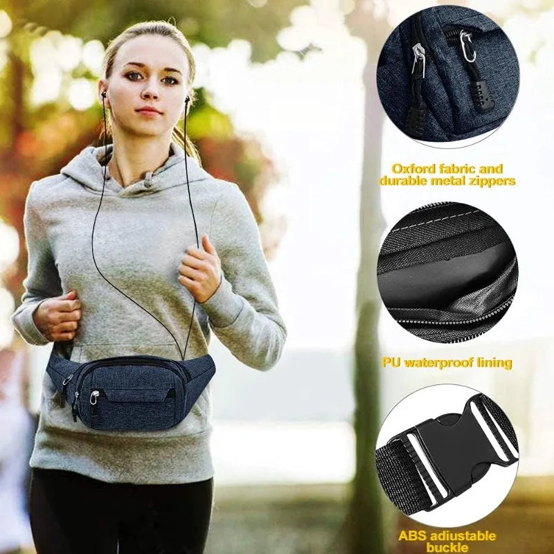 Waterproof Waist Fanny Pack — Adjustable Sport Belt for Outdoor Travel