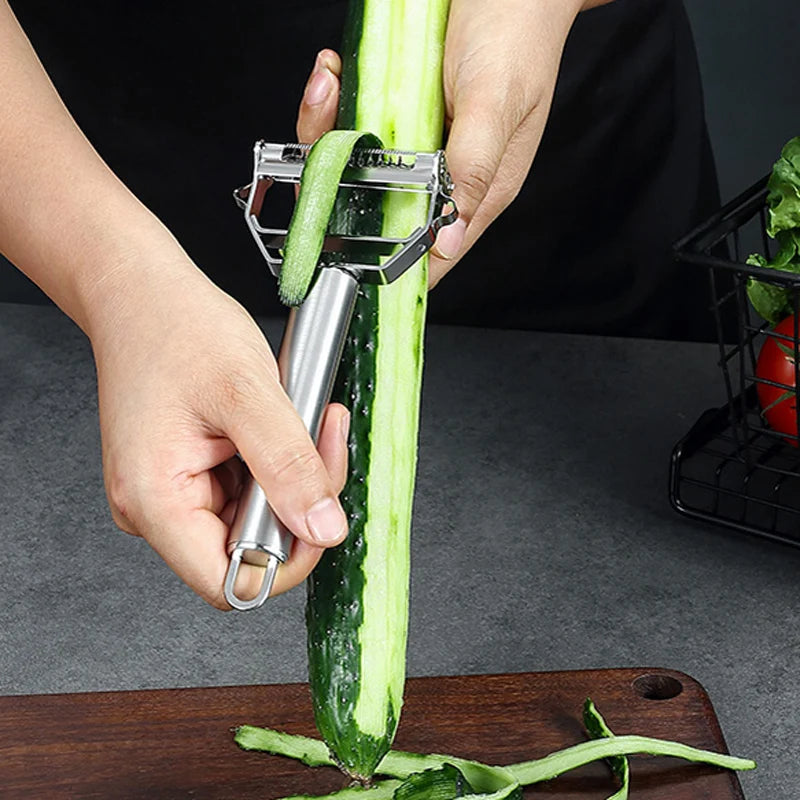 BalmyDays Stainless Steel Vegetable Peeler — 2-in-1 Slicer and Grater Tool