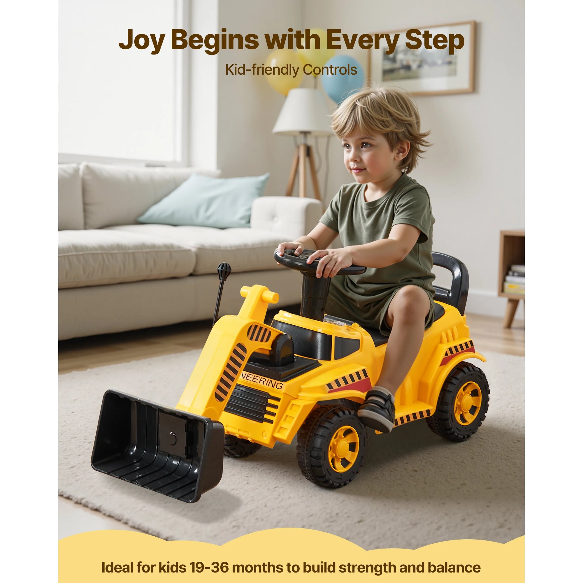 SucceBuy Ride On Excavator Car — Construction Toy with Under-Seat Storage