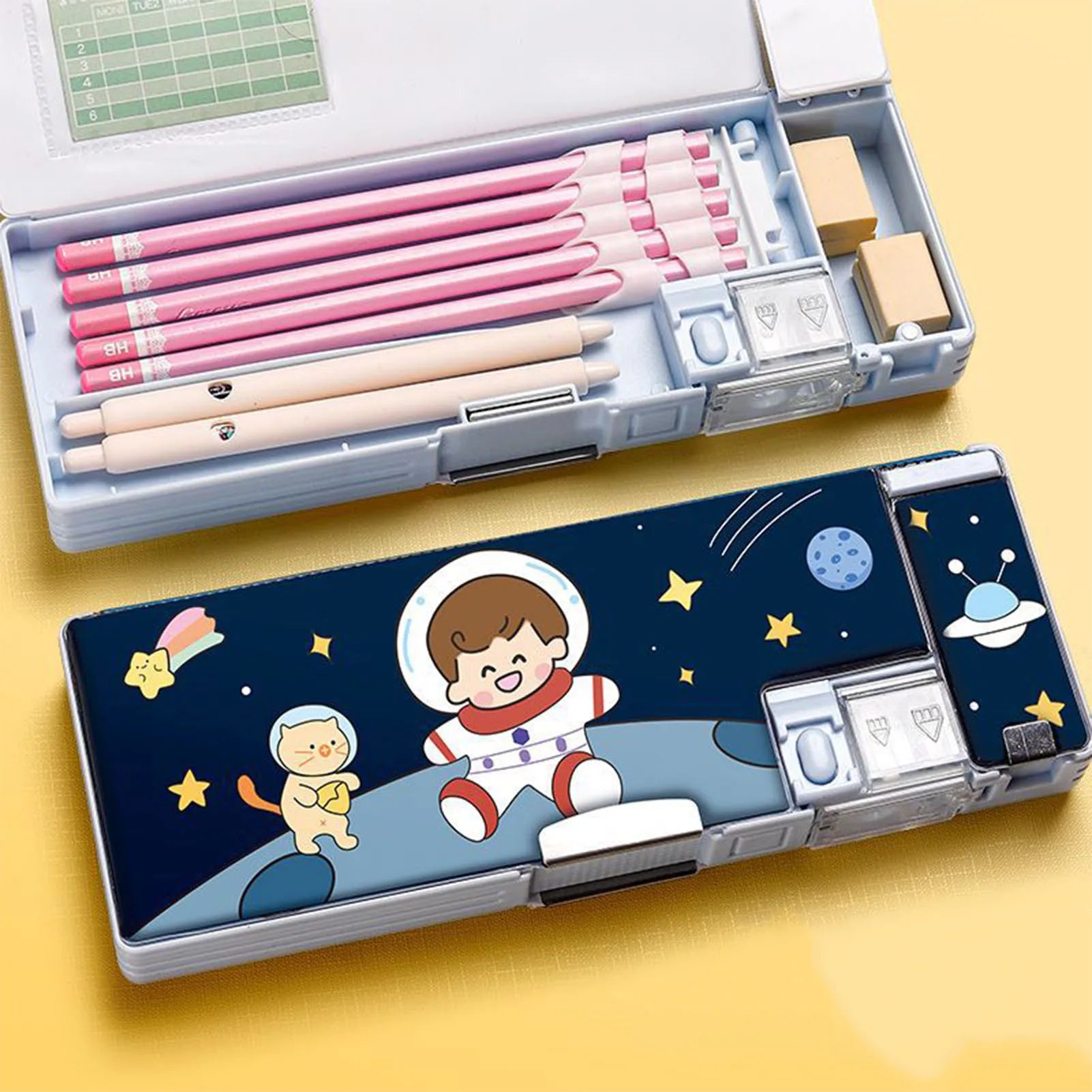 Pencil Case — Magnetic Closure, Dual Sharpener