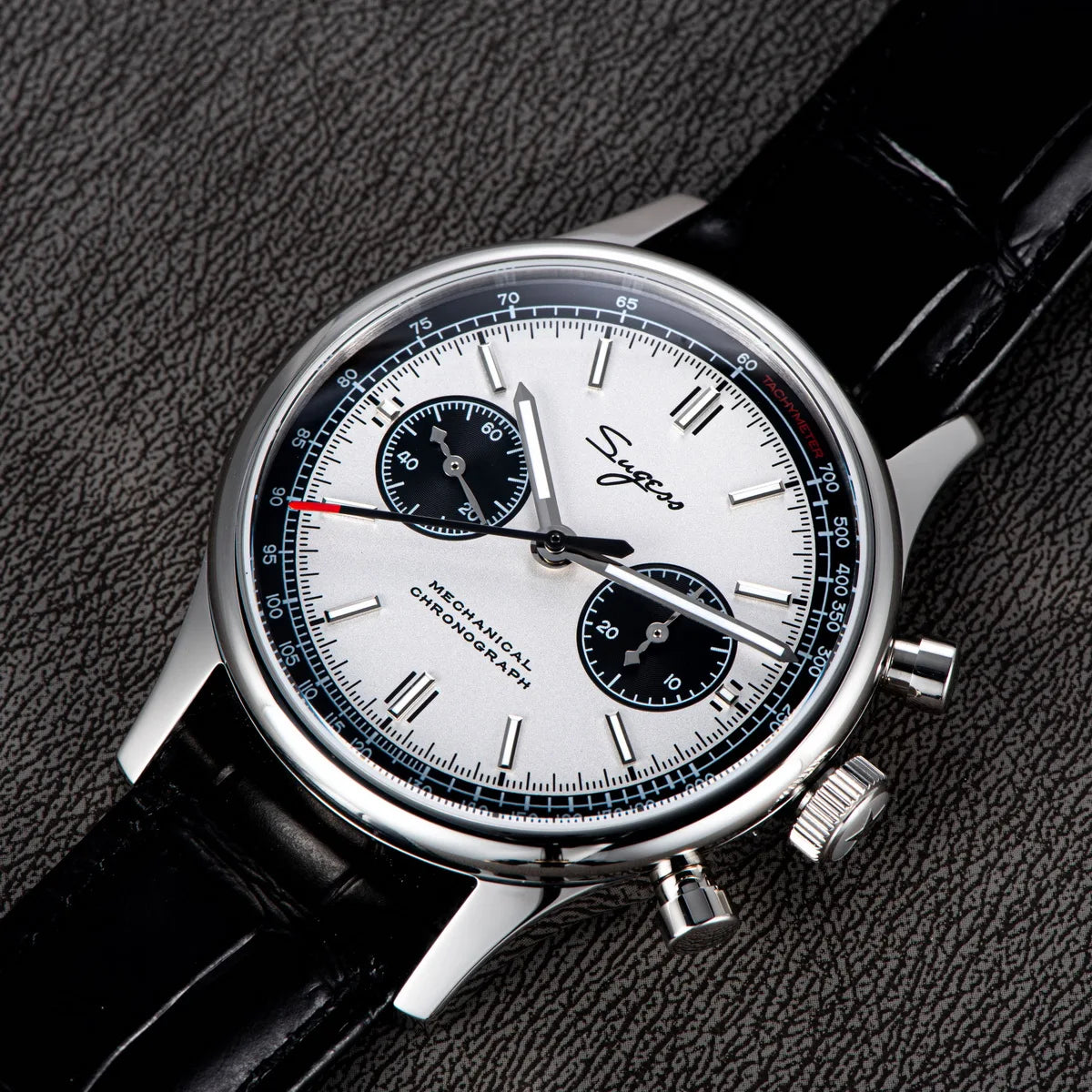 SUGESS 1963 Pilot Watch — Mechanical Chronograph Panda Wristwatch