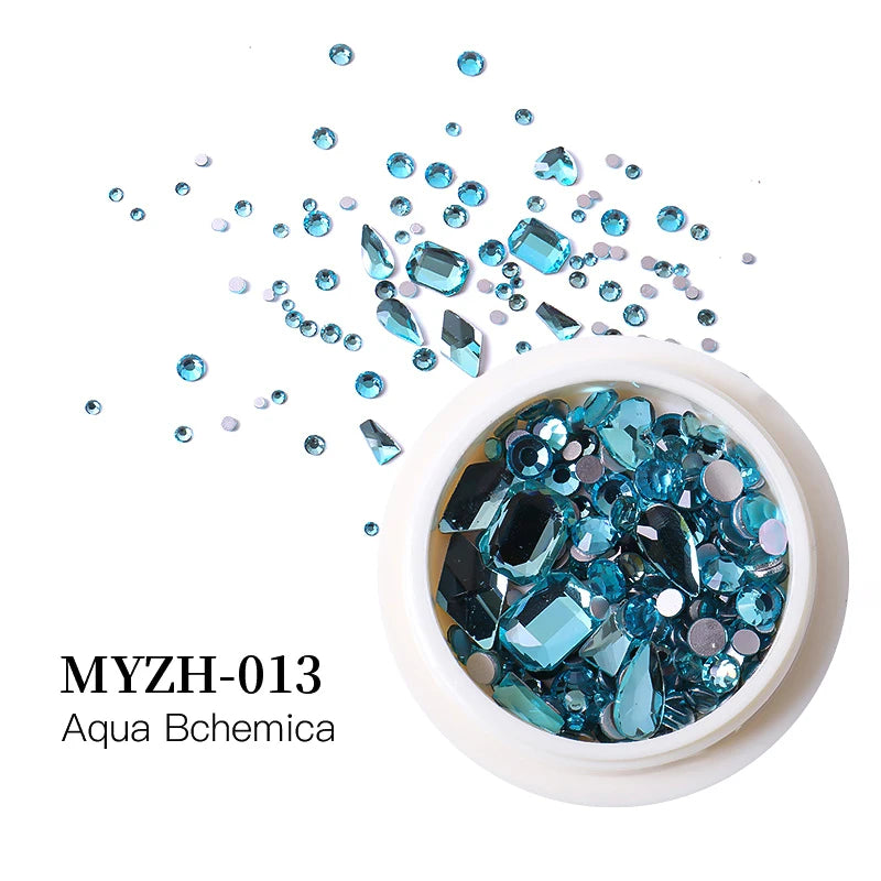 MagiBling Nail Art Rhinestone Kit — Mixed Size Crystal Gemstones for 3D Nail Design
