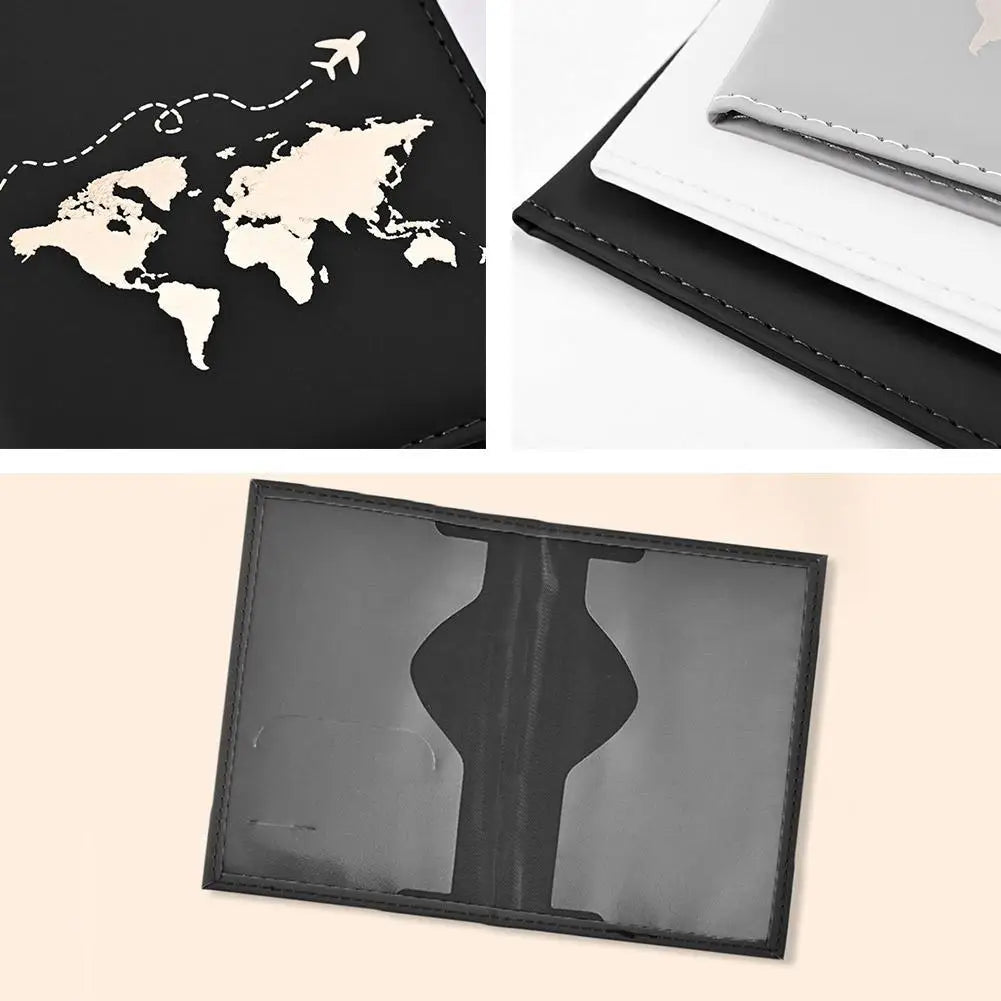 World Map Passport Cover — Protective PU Leather Travel Organizer