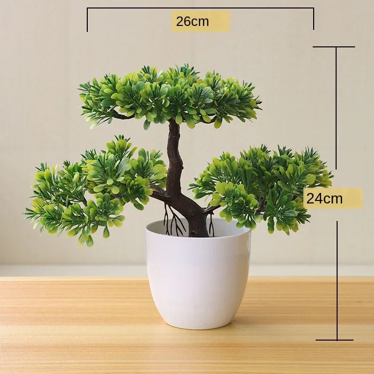 merylover Artificial Bonsai Tree — Potted Green Plant Decor for Home and Office