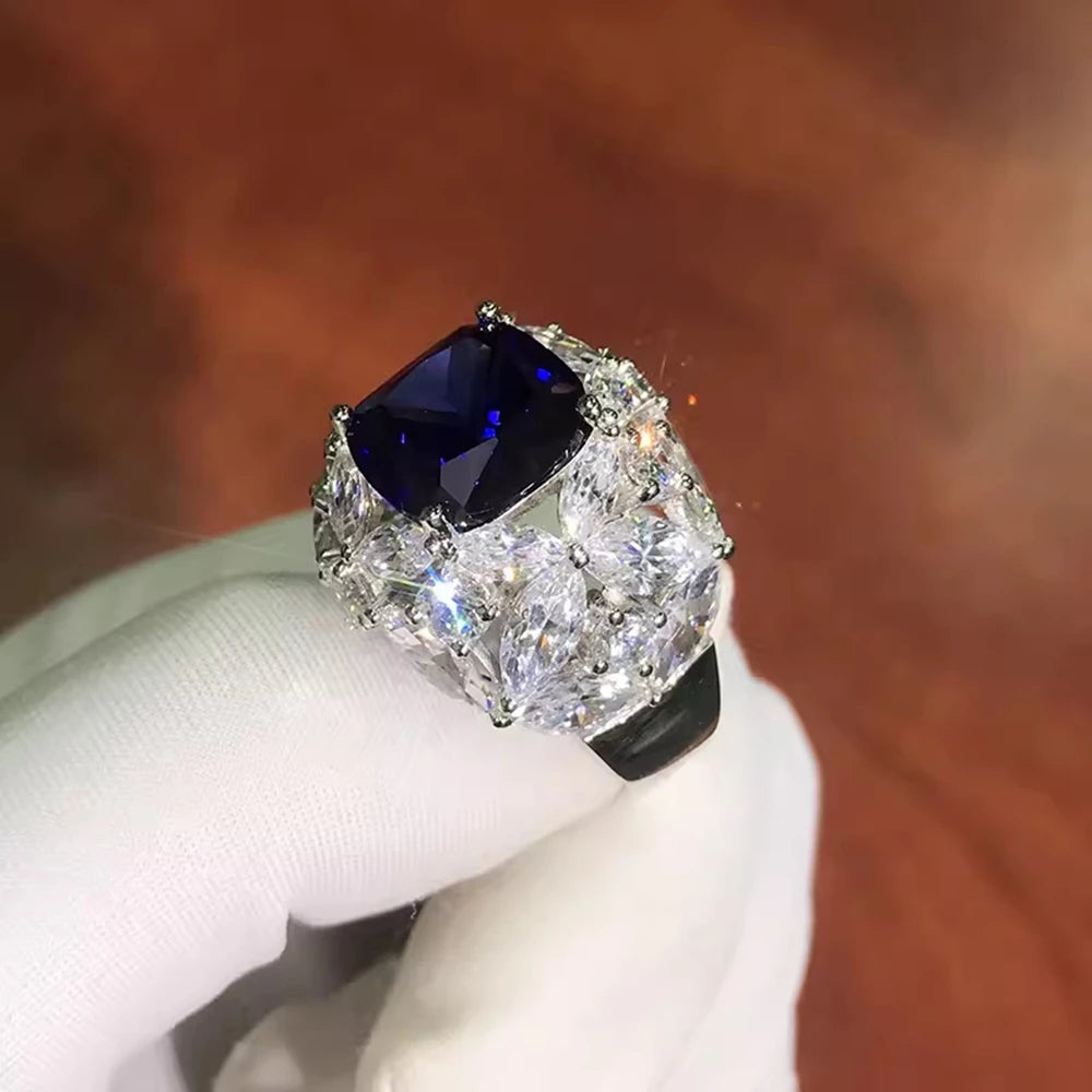 Wong Rain Sapphire Cocktail Ring — 925 Sterling Silver Vintage Style