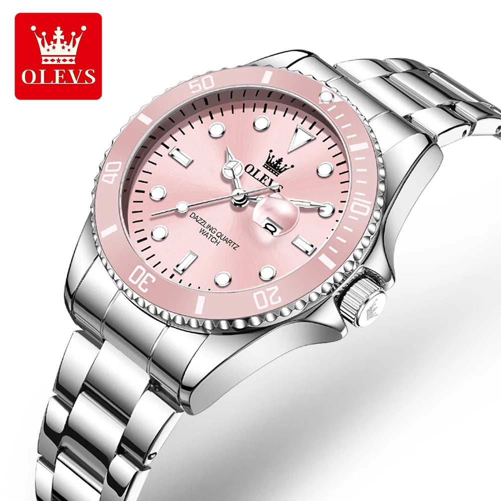 OLEVS Luxury Quartz Women's Watch — Elegant Stainless Steel Strap & Luminous Hands