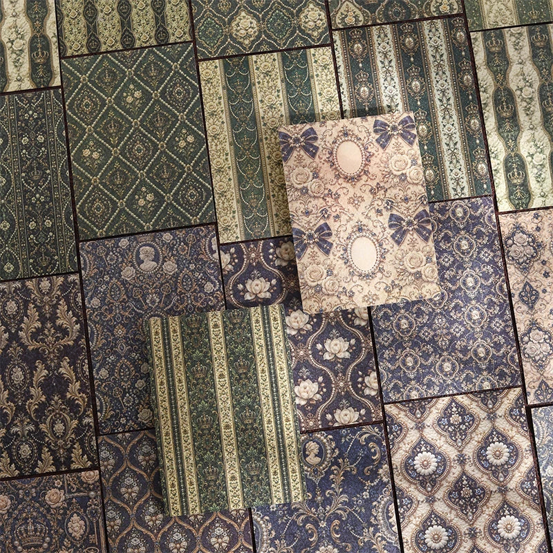 Rococo Royal Style Decorative Paper — 30 Pcs Scrapbooking & Junk Journal Supplies