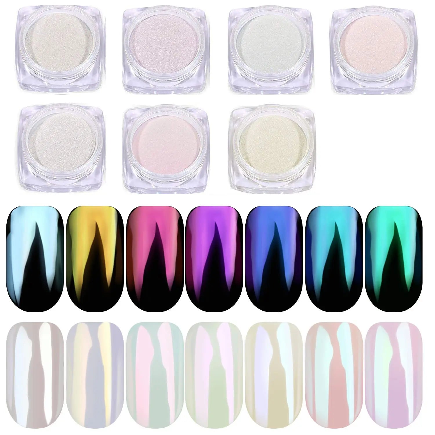 MingLee Aurora Chrome Nail Powder — Holographic Mirror Effect Set