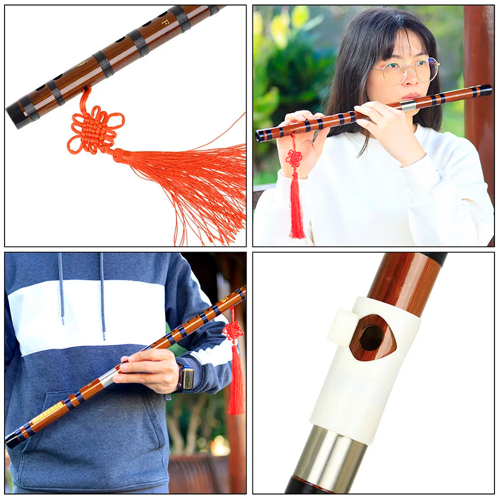 M MBAT Traditional Bamboo Flute — Handcrafted Musical Instrument with Brass Joints