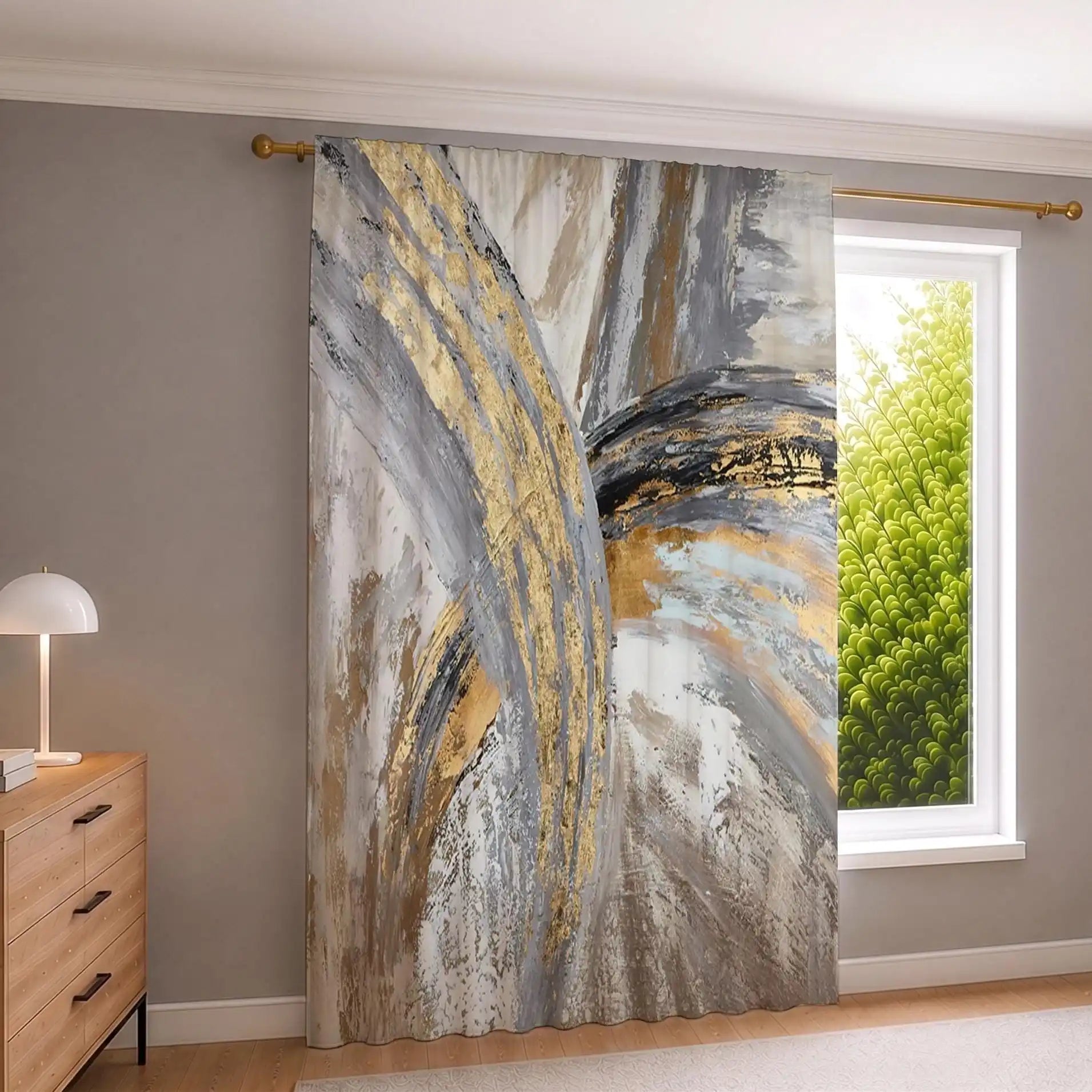 Grey Curtain Panels — Modern Window Treatment
