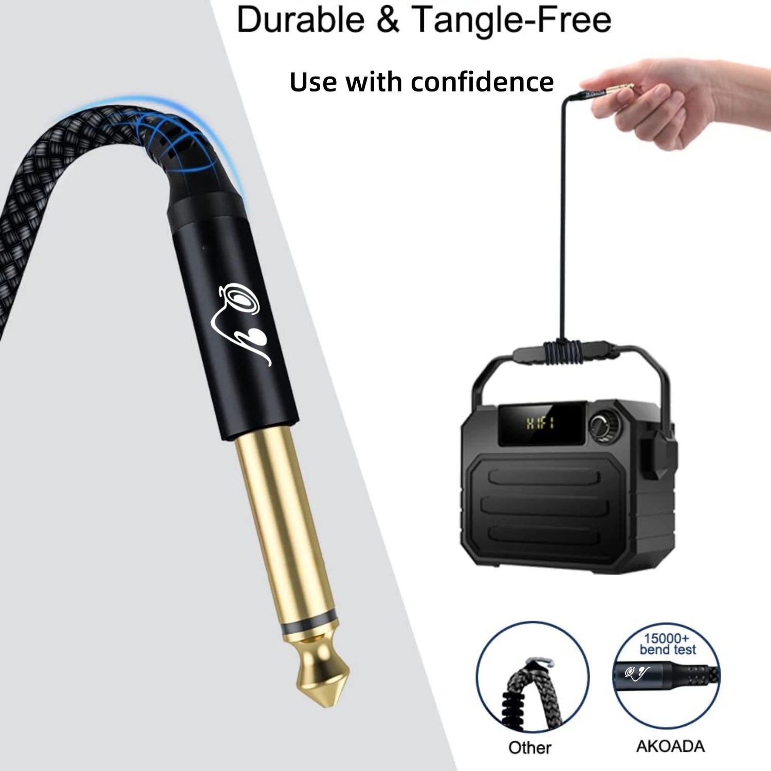 6.35mm Instrument Cable — Heavy Duty 1/4 Inch TS Mono Cord for Amps and Mixers