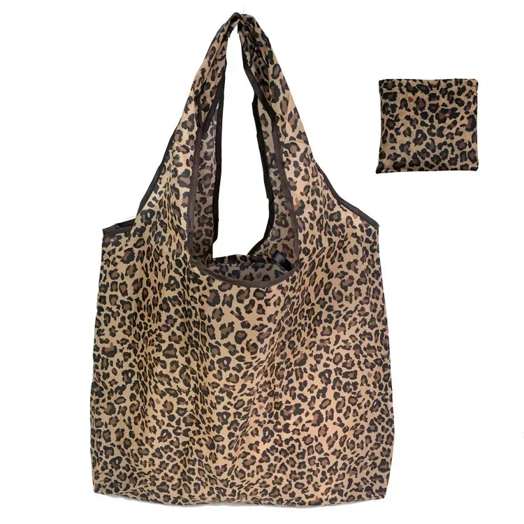Foldable Reusable Shopping Bag — Large Capacity Animal Print Tote