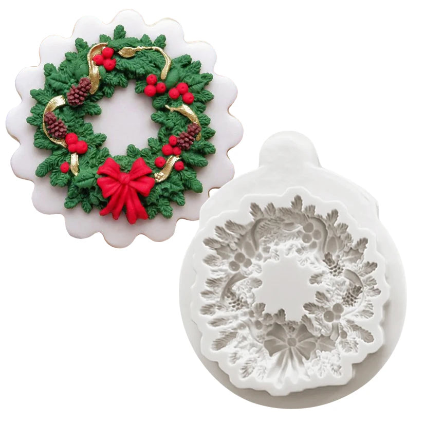 HANDLIFE Christmas Wreath Silicone Mold — Decorative Baking Tool for Fondant & Chocolate