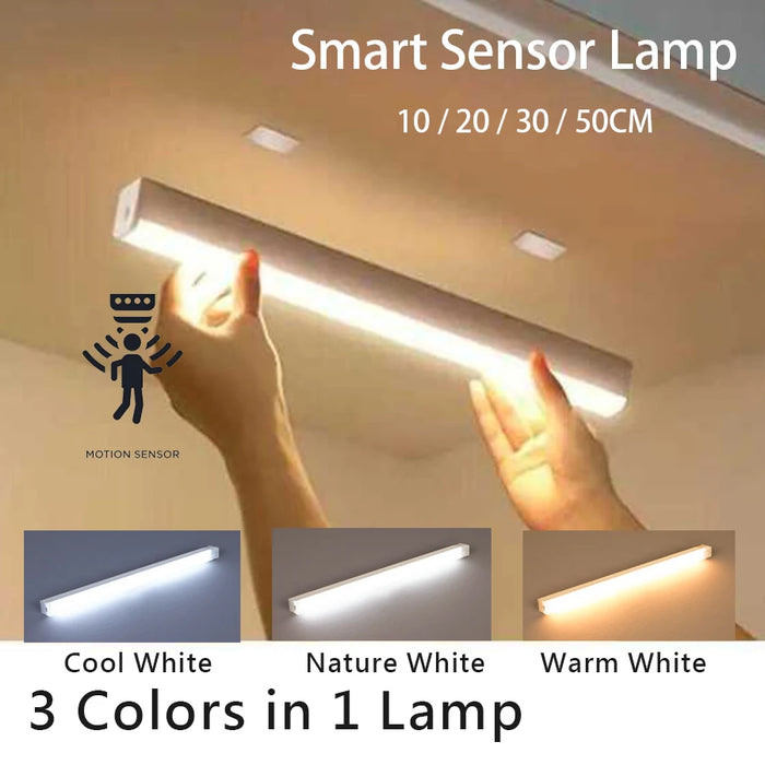 Wireless Motion Sensor LED Bar Light — Rechargeable Magnetic Cabinet Lamp