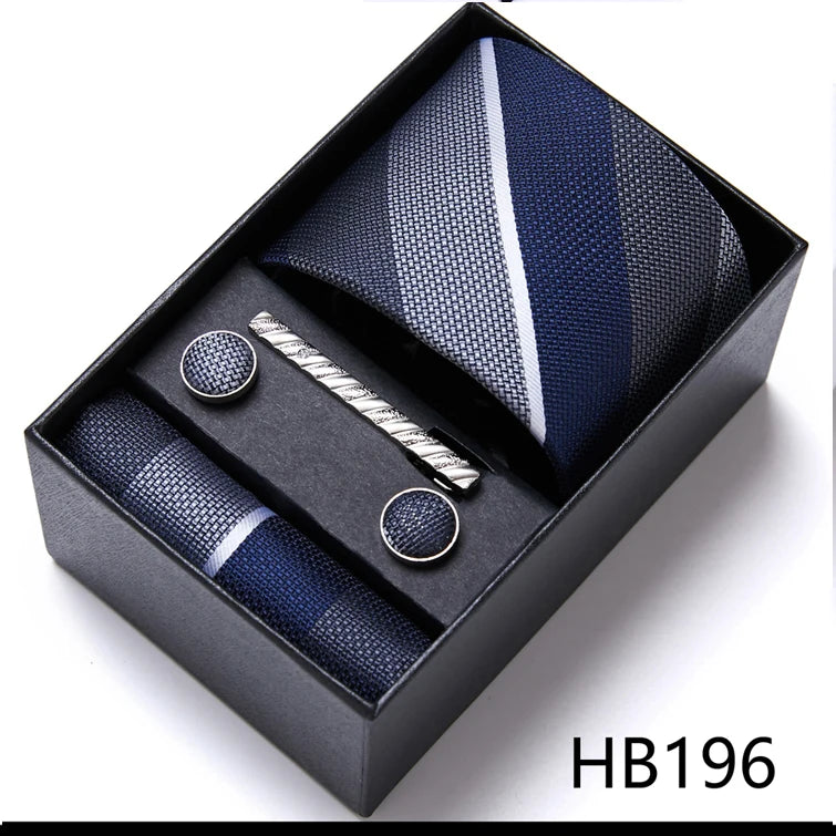 VanGise Men's Necktie Set — Business Tie, Cufflinks, and Pocket Square Kit