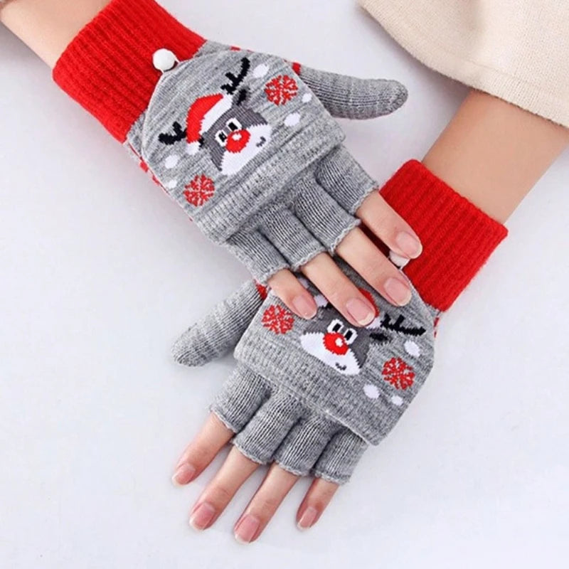 Knitted Fingerless Winter Gloves — Warm Half-Finger Cover for Writing
