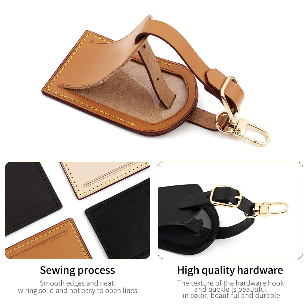 Genuine Leather Luggage Tag — Durable Travel Accessory for Suitcases and Bags