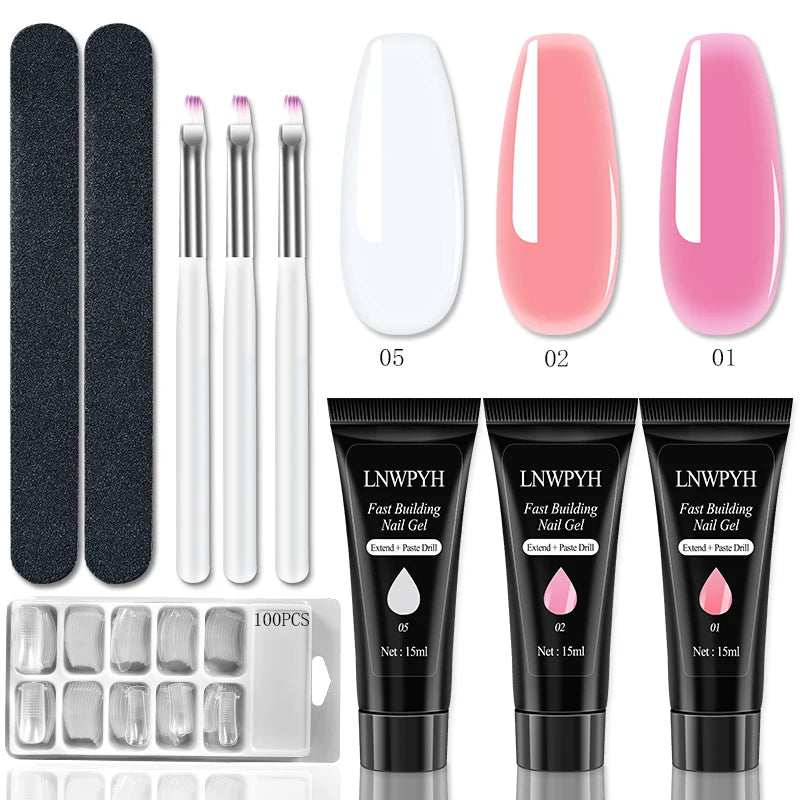 LNWPYH Nail Extension Gel Set — Professional Manicure Kit with Slip Solution