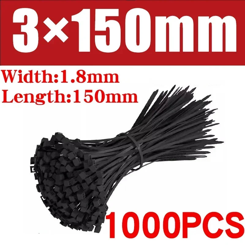Nylon Cable Tie Set — Self-Locking Plastic Zip Wraps for Wire Management