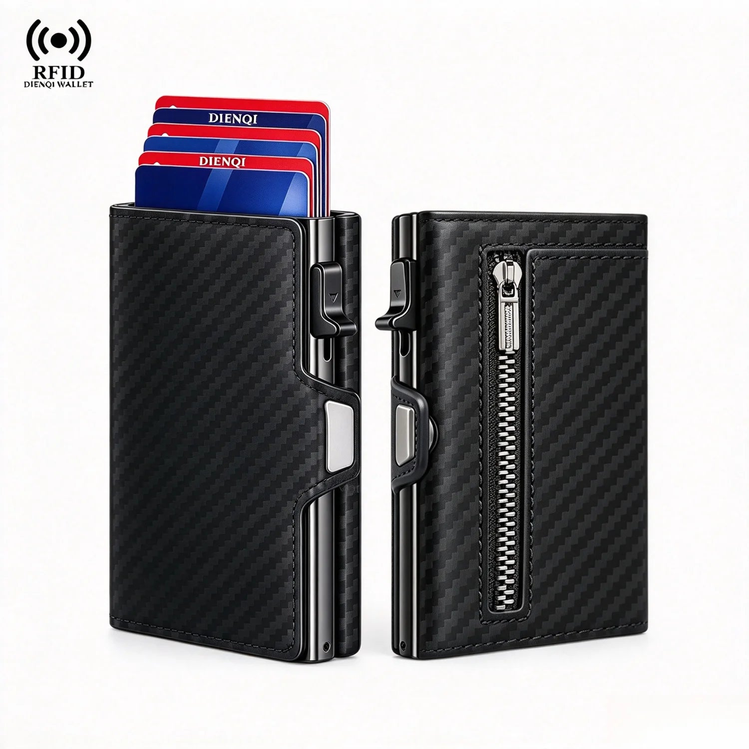 KEEBREAK RFID Pop-Up Wallet — Slim Minimalist Money Clip with Coin Pocket
