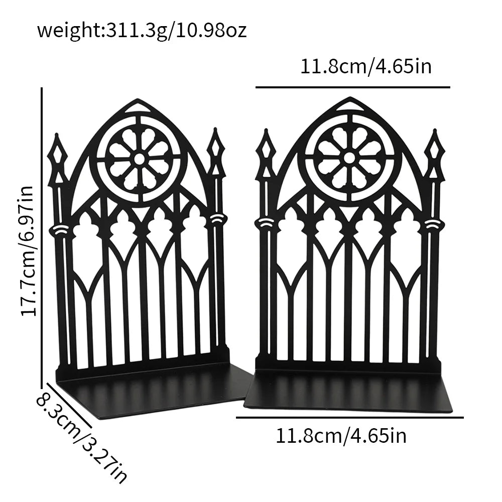 Metal Decorative Bookends — Heavy Duty Shelf Stoppers for Office and Home