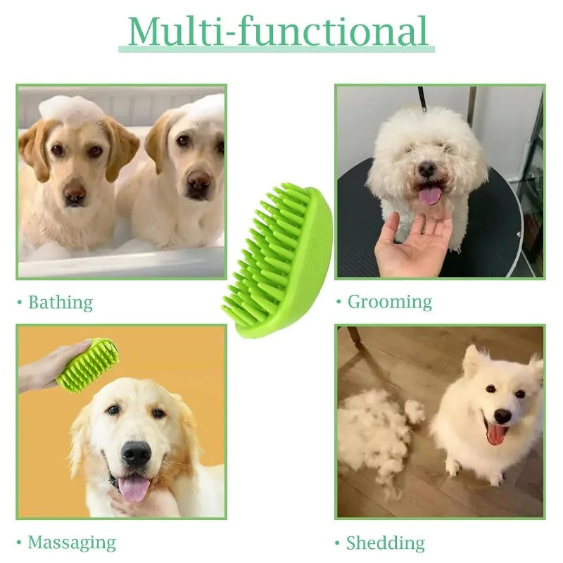 Silicone Pet Bath Brush — Gentle Shampooing Tool for Dogs