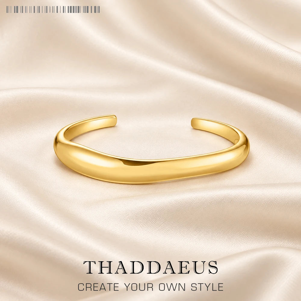Thaddaeus Geometric Sterling Silver Bangle — Adjustable Organic Shape Cuff
